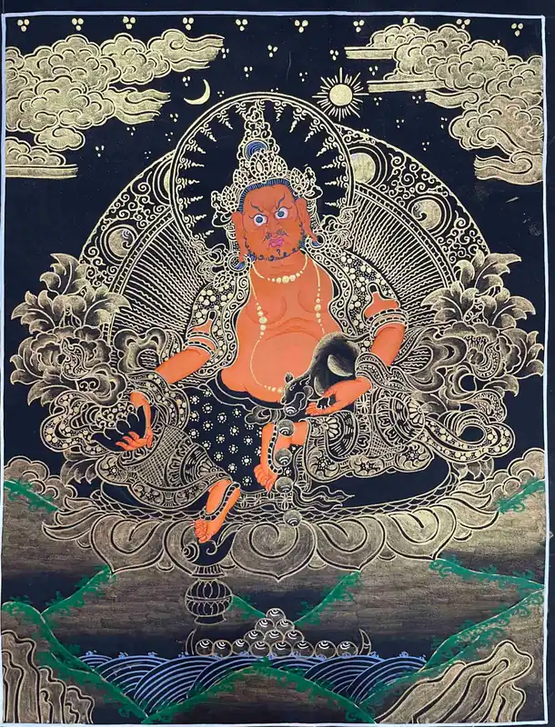 Thangka de Jambhala jaune du Népal