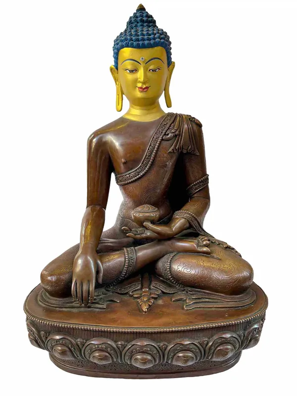 Statue tibétaine du Bouddha Shakyamuni de 32 cm