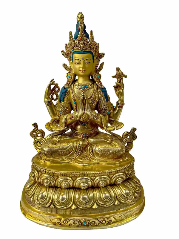 Statue tibétaine de Chenrezig de 20 cm