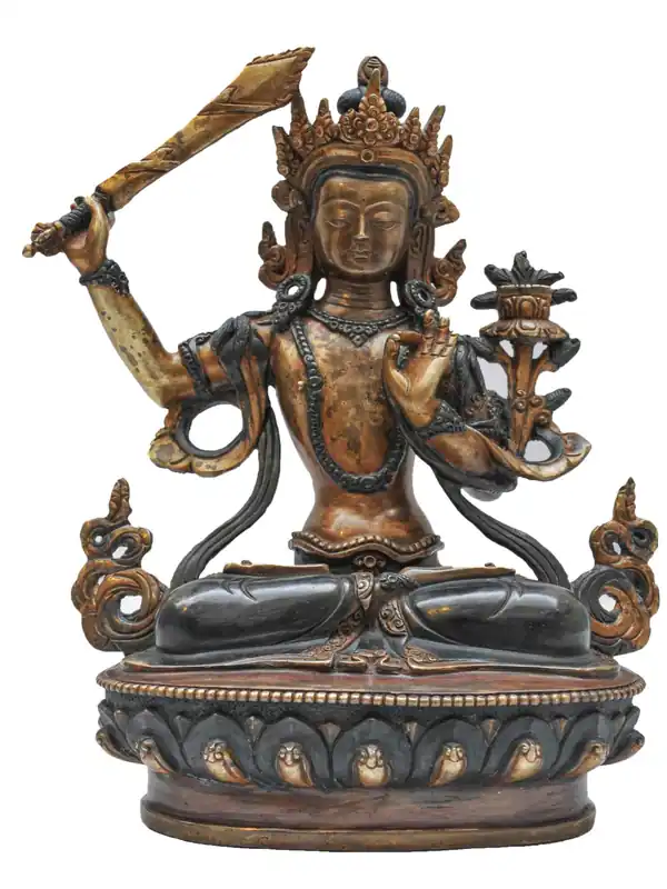 Statue tibétaine de Manjushri de 22 cm