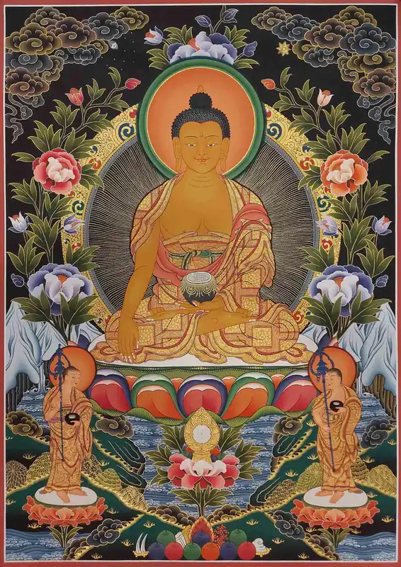 Thangka traditionnel de Shakyamuni Bouddha du Népal
