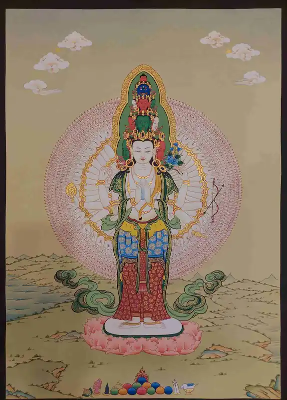 Thangka bouddhiste de Karma Gadri d’Avalokitesvara