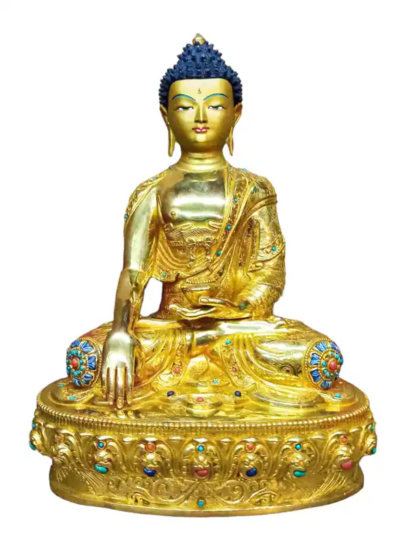 Statue tibétaine du Bouddha Shakyamuni de 35 cm