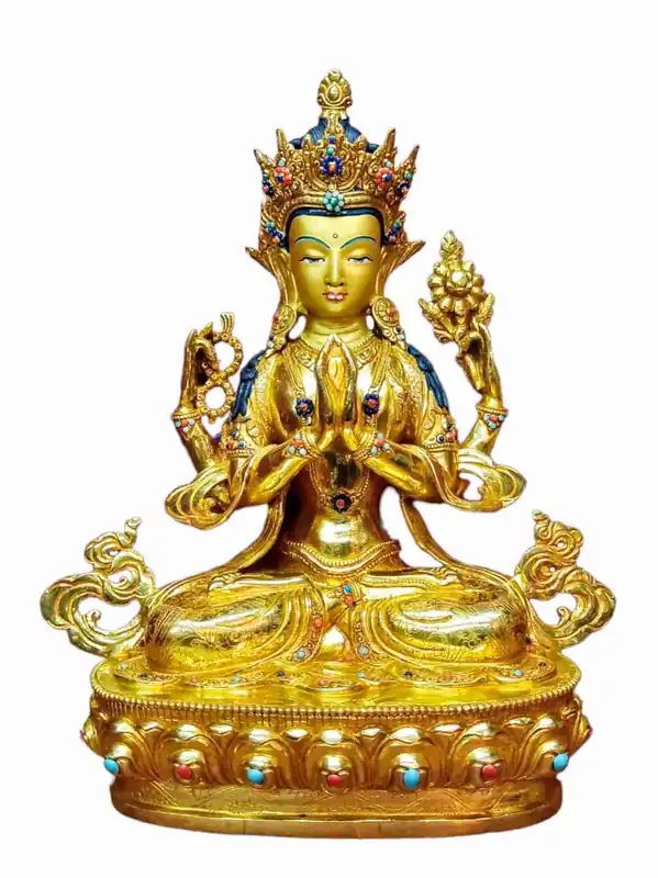 Statue bouddhiste de Chenrezig de 35 cm