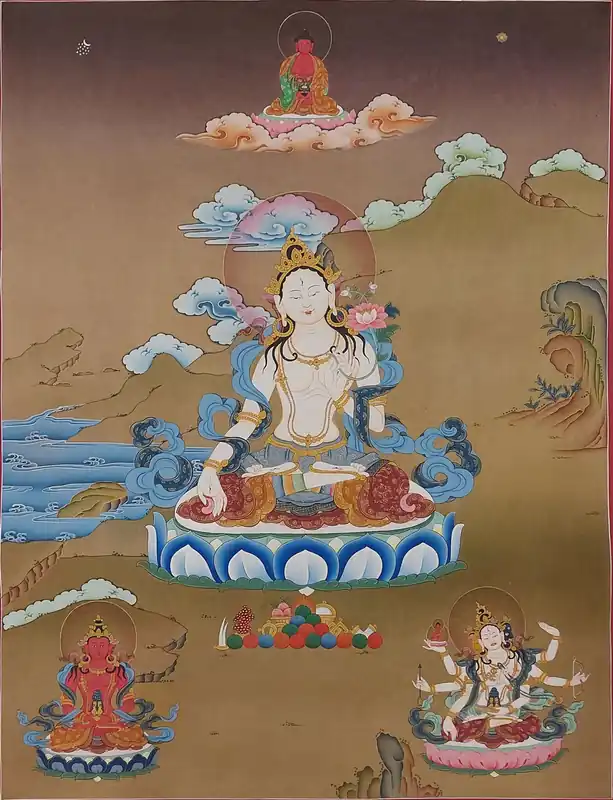 Peinture de la Tara Blanche dans le style Karma Gadri