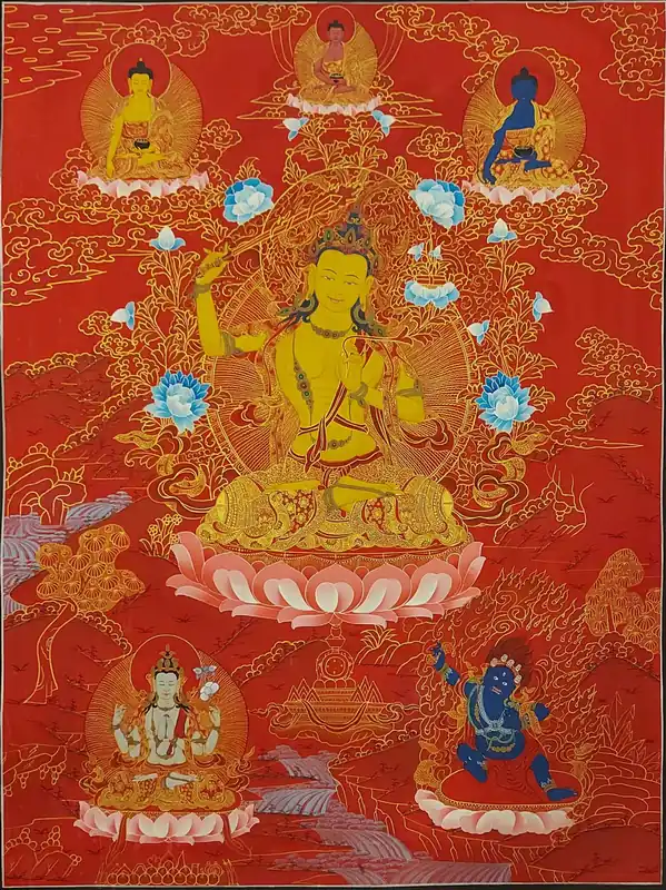 Manjushri avec Medicine Buddha thangka art