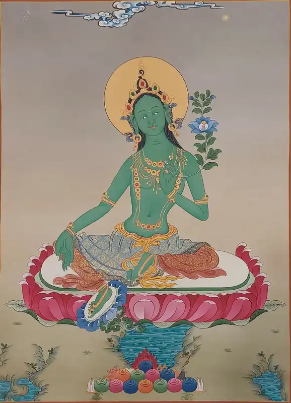 Art de la Tara Verte dans le style Karma Gadri