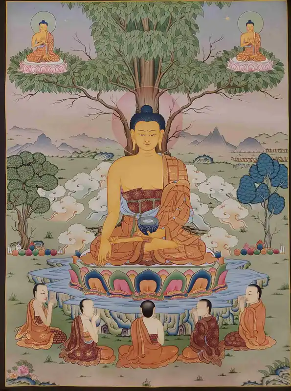 Peinture de Shakyamuni Bouddha dans le style Karma Gadri