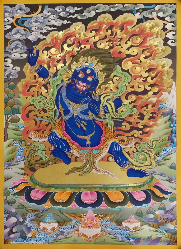 Thangka tibétain de Vajrapani provenant du Népal