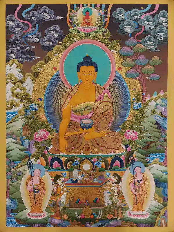 Thangka rituel de Shakyamuni Bouddha du Népal