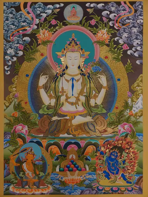 Art ritual de thangka de Chenrezig