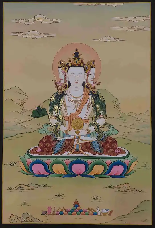 Thangka de Maha Vairochana dans le style Karma Gadri