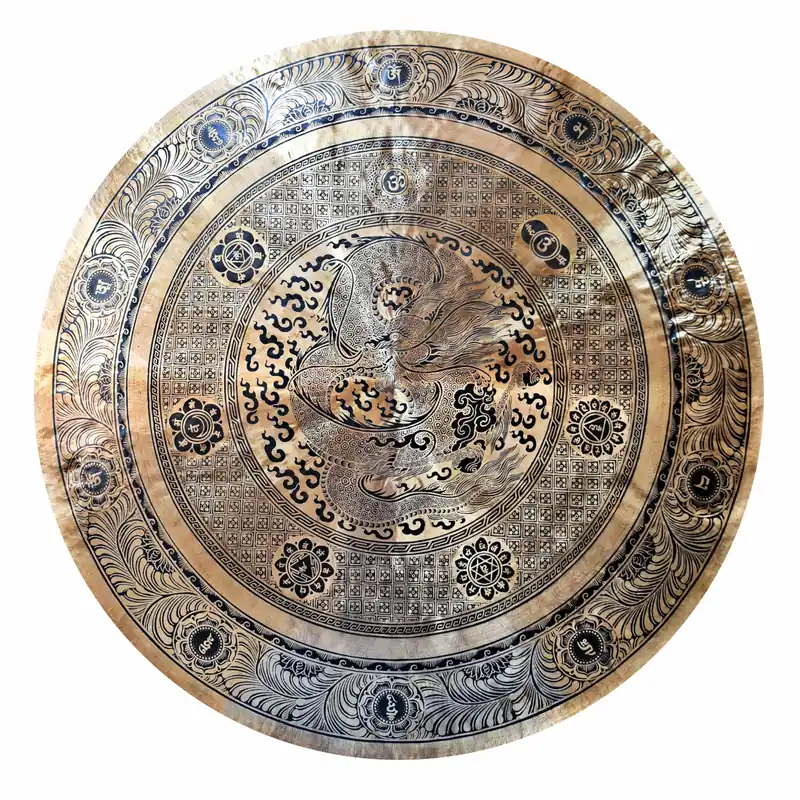 Gong sculpté de dragon