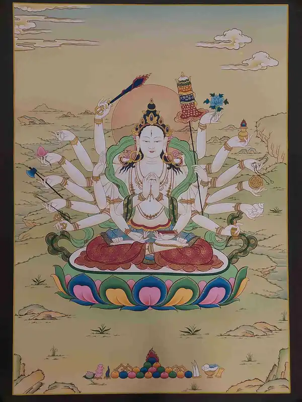 Thangka de Cundi dans le style Karma Gadri