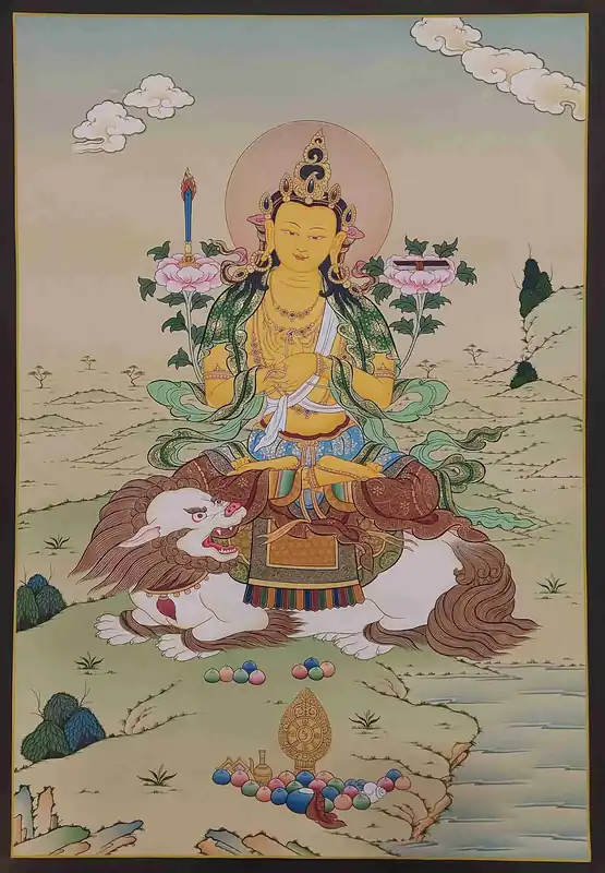Thangka de Manjushri dans le style Karma Gadri