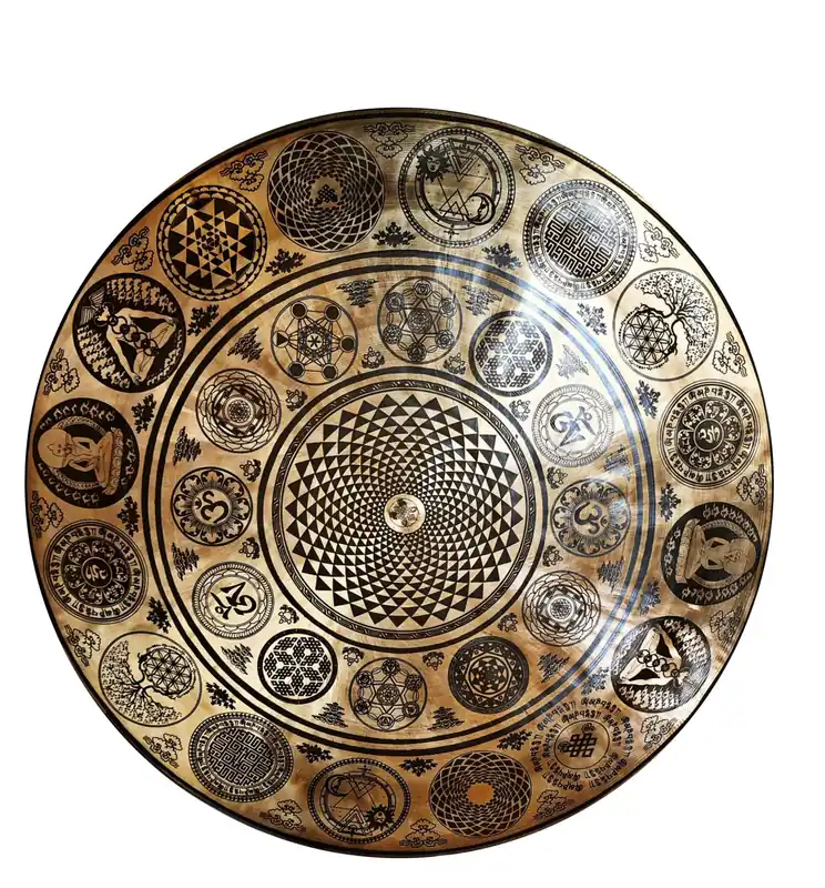 Gong cloche sculptée en fleur de 80 cm