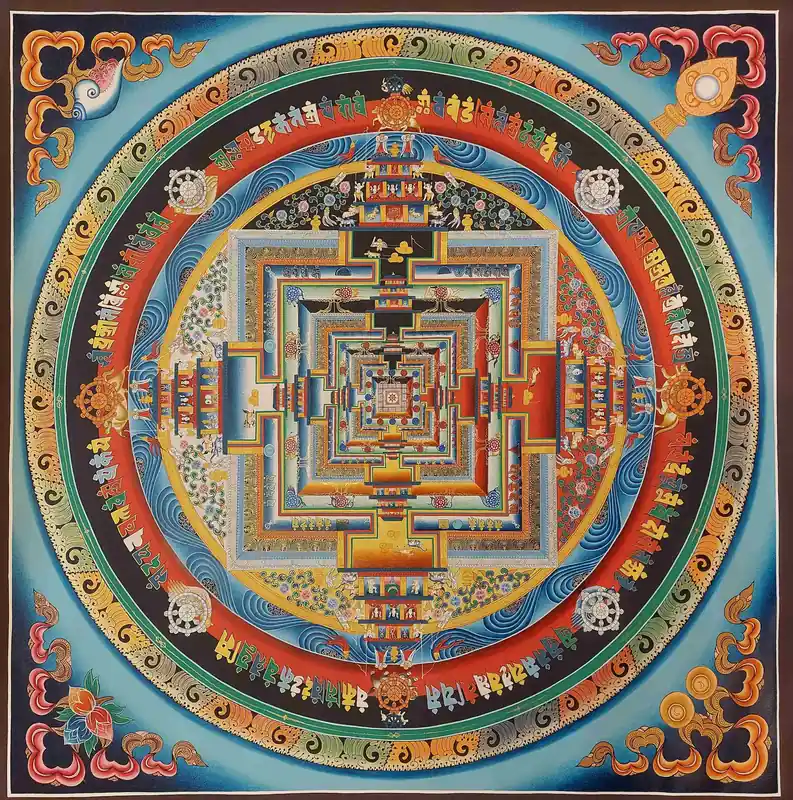 Mandala de Kalachakra fait main du Népal