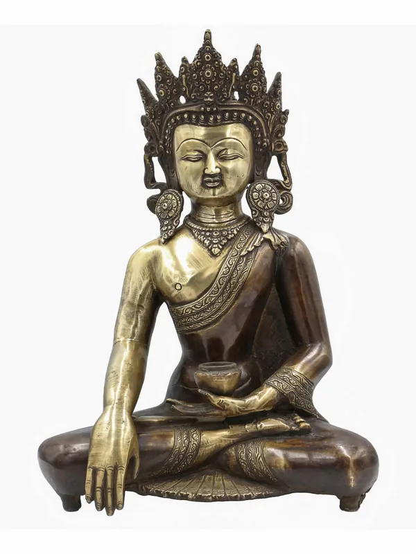 Statue en cuivre de Siddhartha Gautama Bouddha, fabriquée à la main.