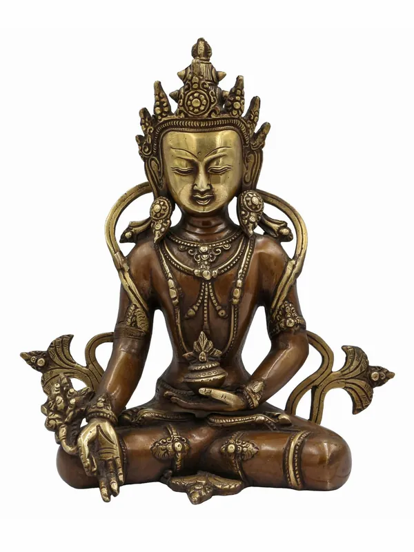 Statue en cuivre du Bouddha de guérison rituelle
