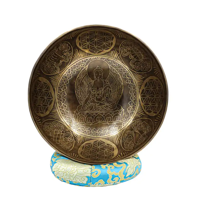 Bol chantant Jambati bouddhiste sculpté par Shakyamuni Bouddha