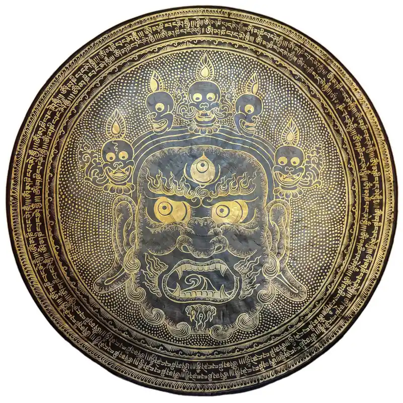 Tam tam gong bell with Mahakala design