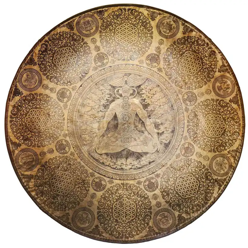 Tam tam gong avec design de l’homme de yoga