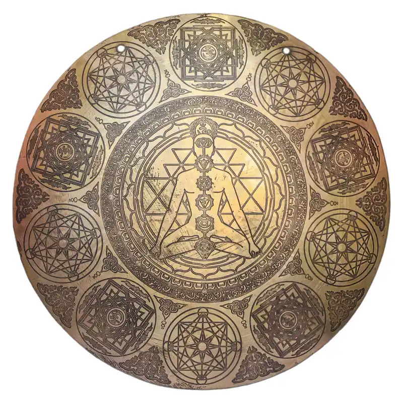 Cloche gong avec design d’homme en posture de yoga