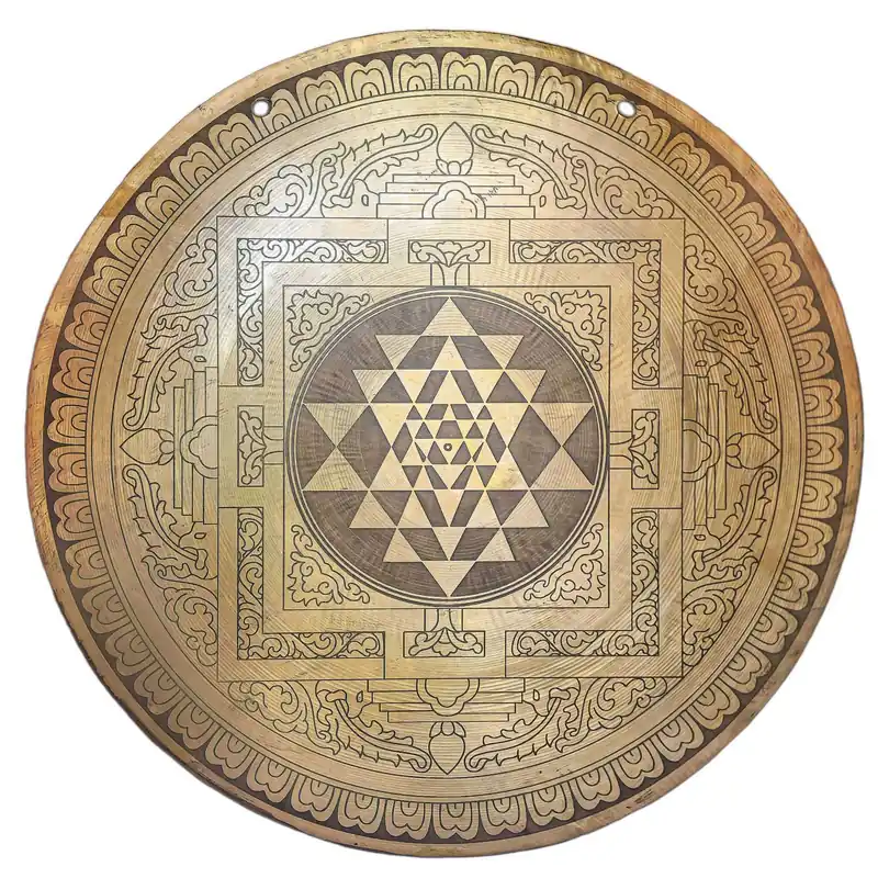 Gong tibétain avec un design de yantra