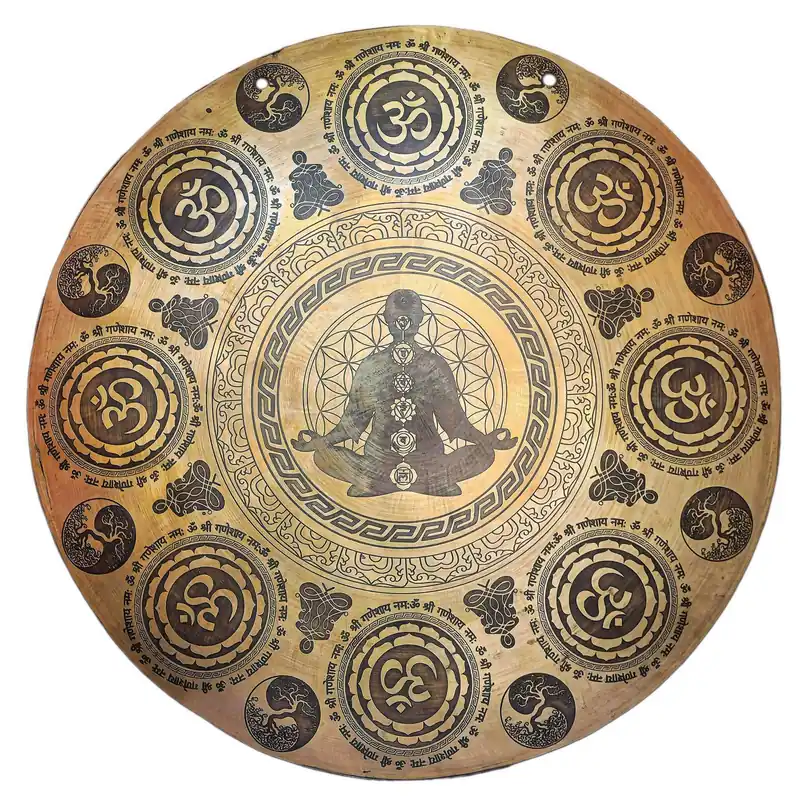 Gong tibétain avec motif d’homme de yoga