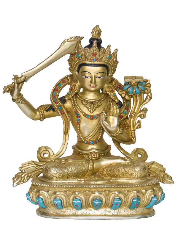 Statue rituelle en cuivre de Manjushri du Népal