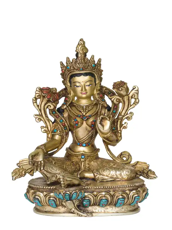 Statue rituelle en cuivre de Tara Verte