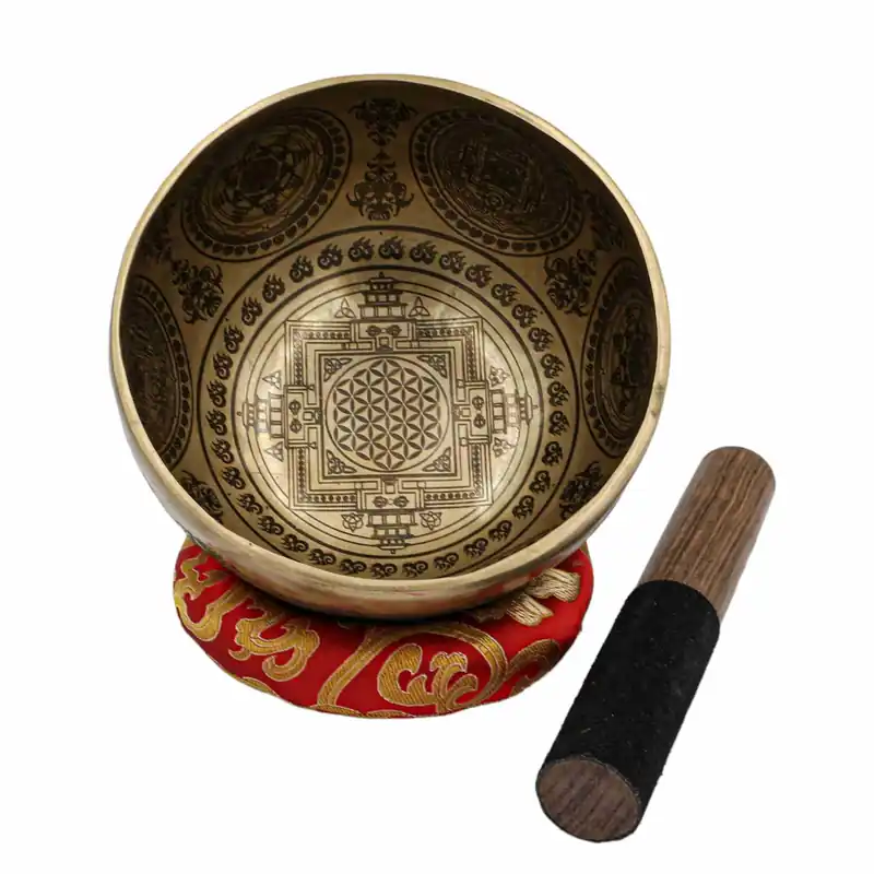 Bol jambati bouddhiste sculpté en yantra de 9 cm