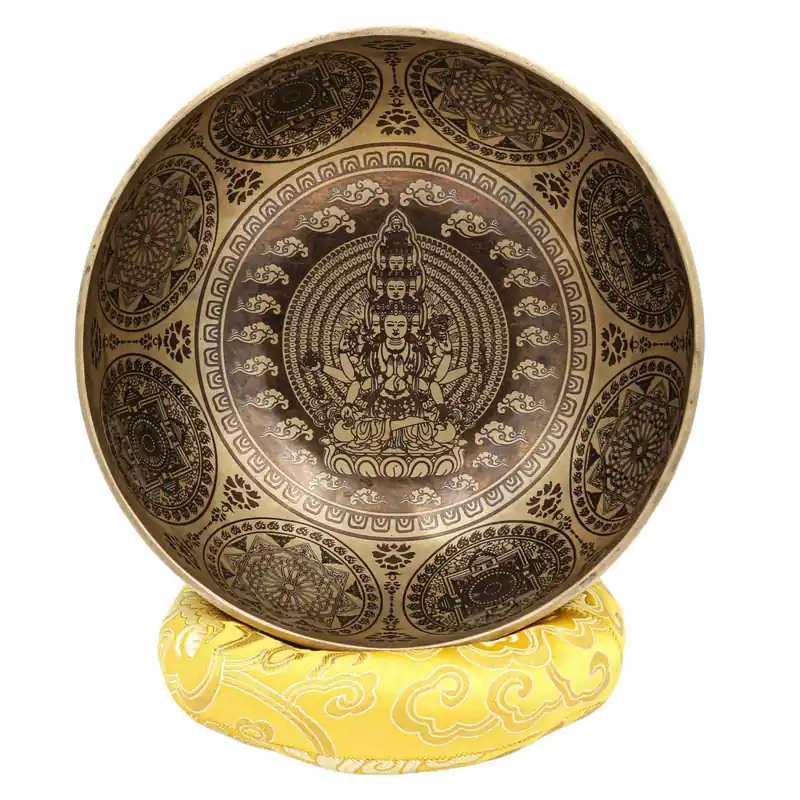 Bol jambati tibétain sculpté d’Avalokiteshvara
