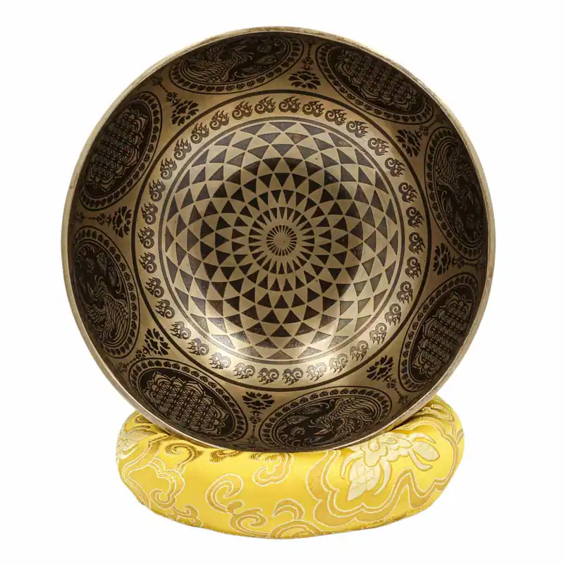 Bol chantant moderne en métal, gravé, de 10 cm de diamètre.