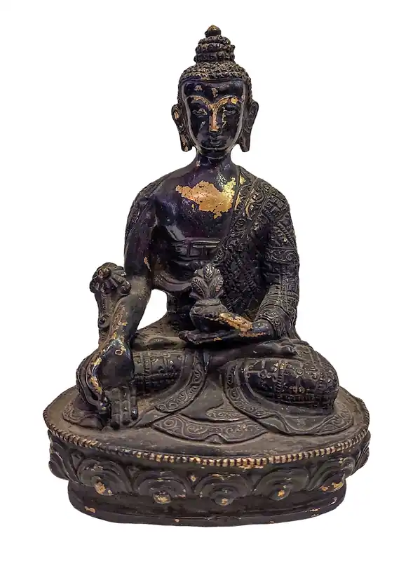 Statue en cuivre du Bouddha de médecine rituel