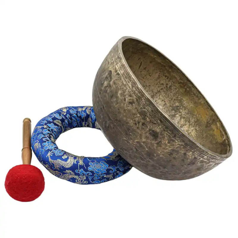 Bol chantant Jambati en métal martelé à la main de 13 cm