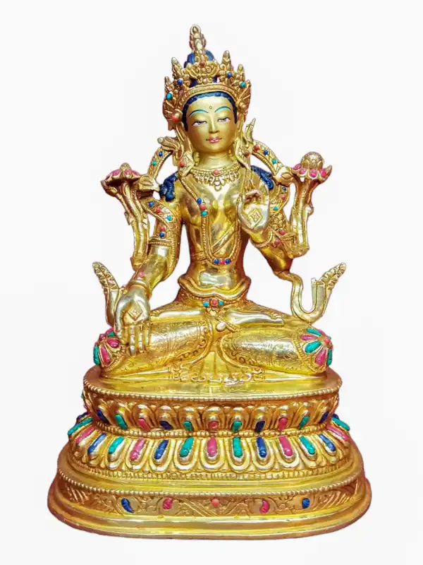 Statue en cuivre de la Tara Blanche bouddhiste