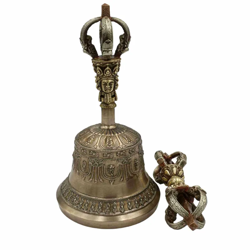 Ensemble de cloche en bronze et de vajra du Népal