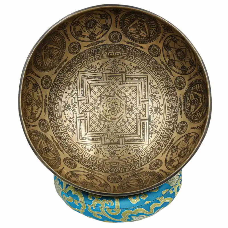 Bol jambati bouddhiste en yantra sculpté de 13 cm