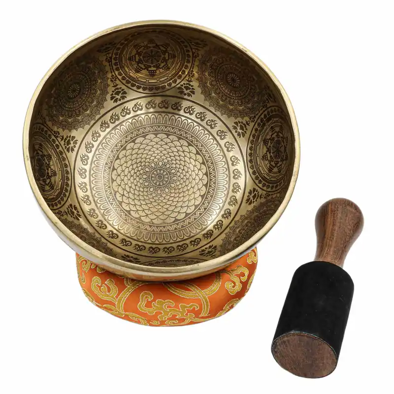 Bol chantant Jambati bouddhiste sculpté de 10 cm en forme de fleur