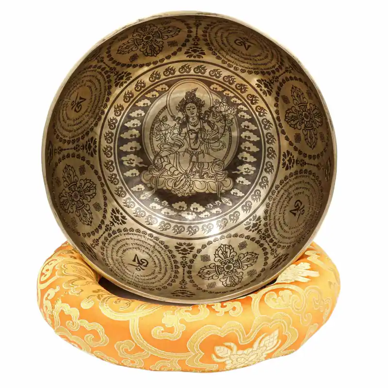 Green Tara carved Jambati bowl