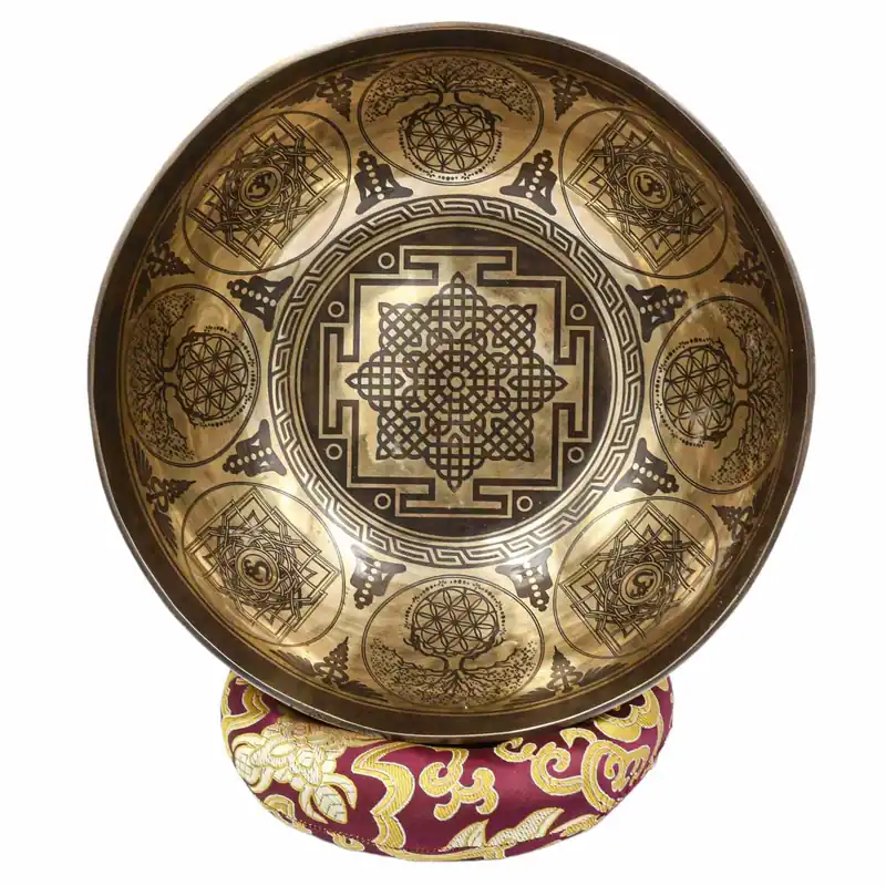 Un bol Jambati bouddhiste sculpté de Yantra