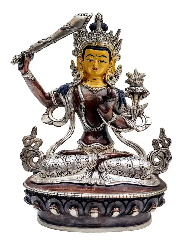 Statue en cuivre de Manjushri du Népal