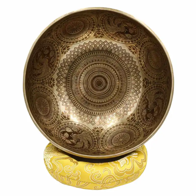 Bol chantant Jambati moderne sculpté de 10 cm en mandala.
