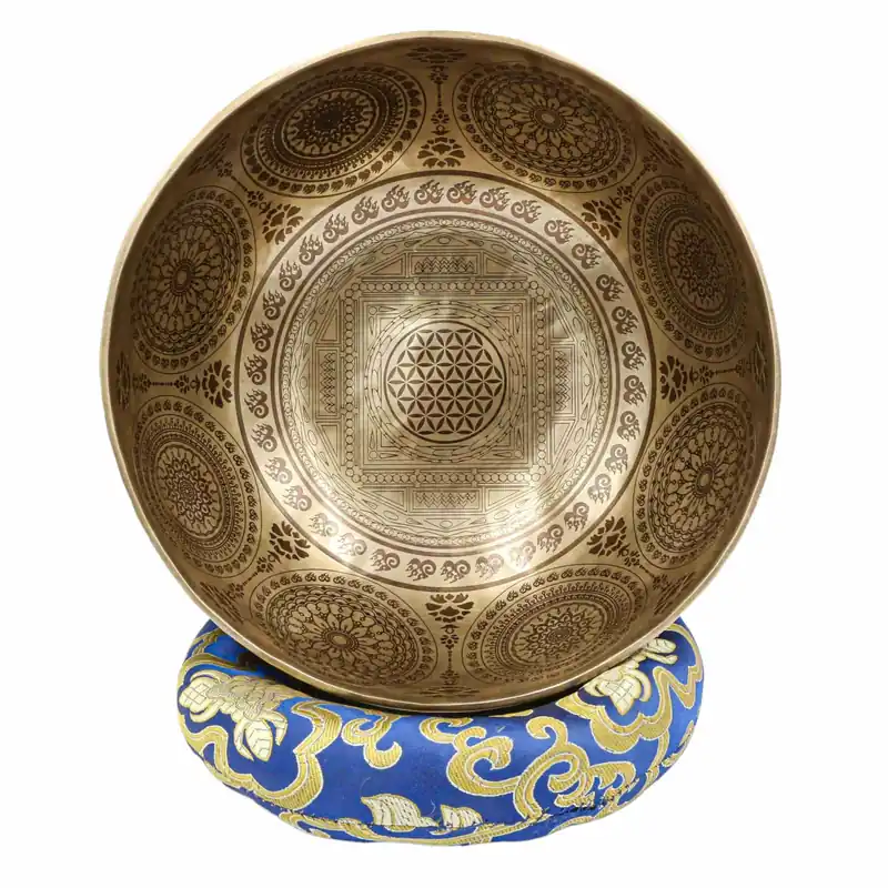 Bol chantant bouddhiste Jambati sculpté en forme de fleur