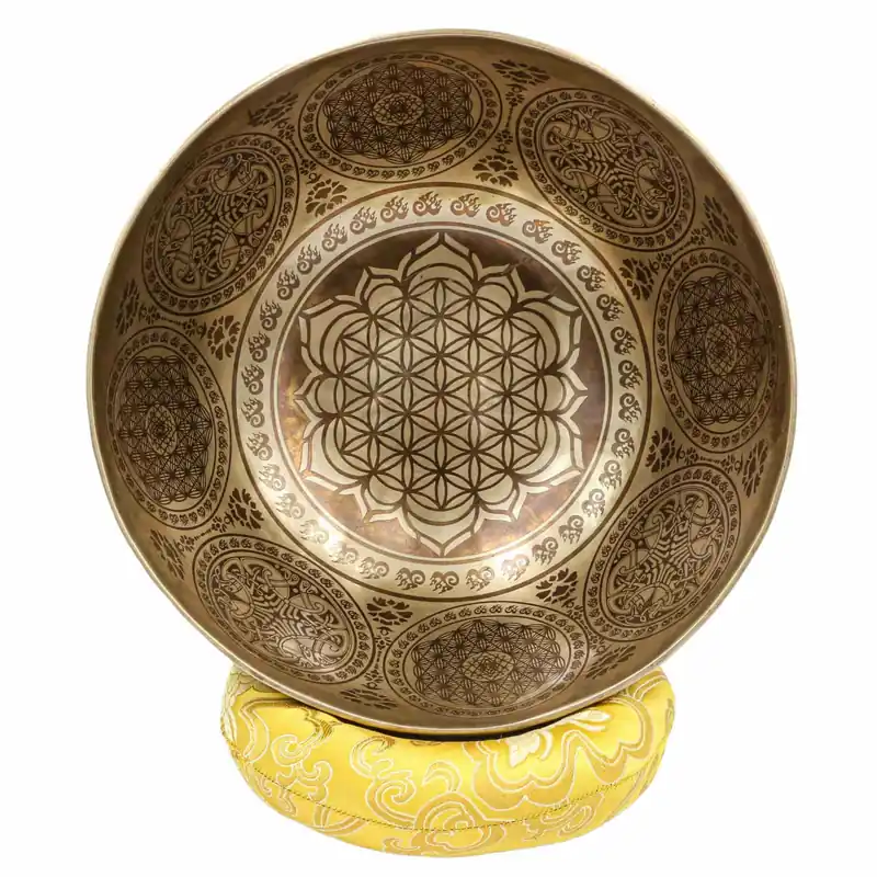 Bol bouddhiste Jambati sculpté en forme de fleur de 11 cm