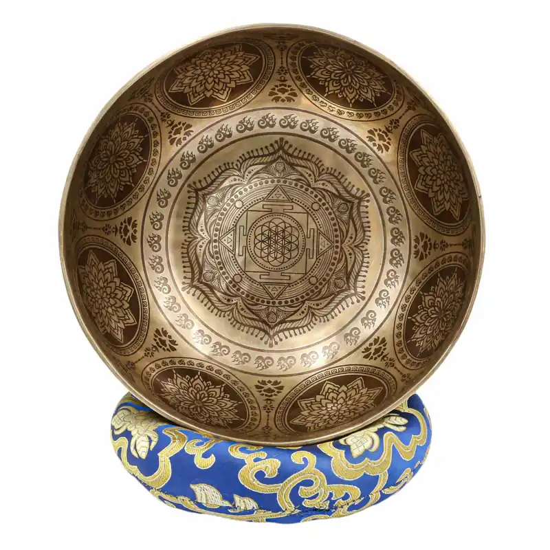 Bol tibétain moderne sculpté de mandala