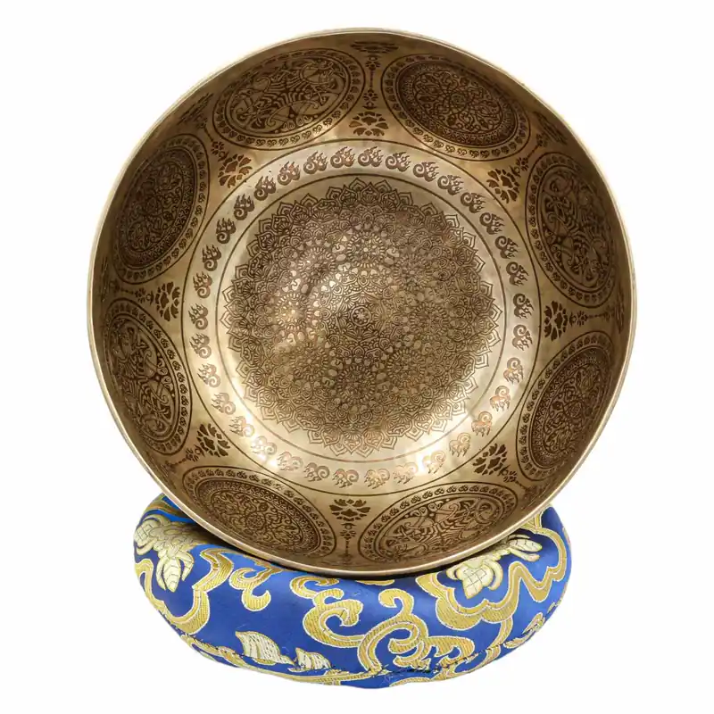 Bol chantant bouddhiste Jambati moderne en forme de mandala sculpté