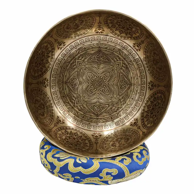Bol chantant bouddhiste Jambati moderne en forme de mandala sculpté