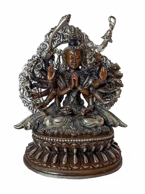 Statue en cuivre de Cundi tibétaine